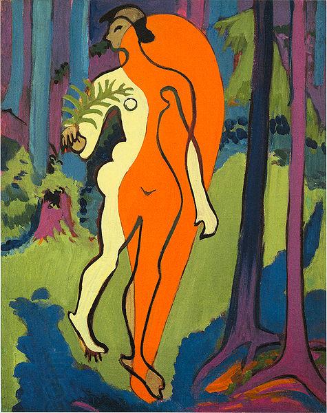 Ernst Ludwig Kirchner Nude in orange and yellow oil painting picture